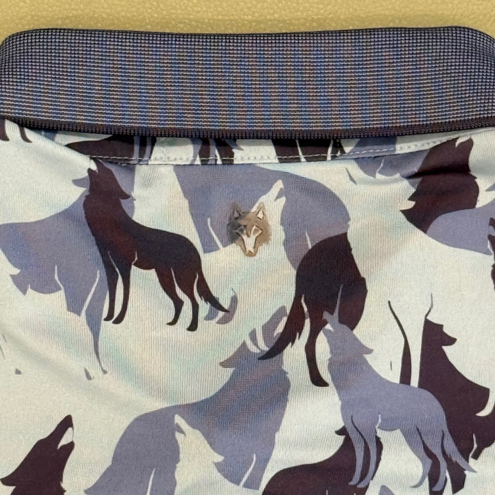 Greyson Polo Shirt Men XXL Blue Wolf Print Performance - Picture 7 of 8